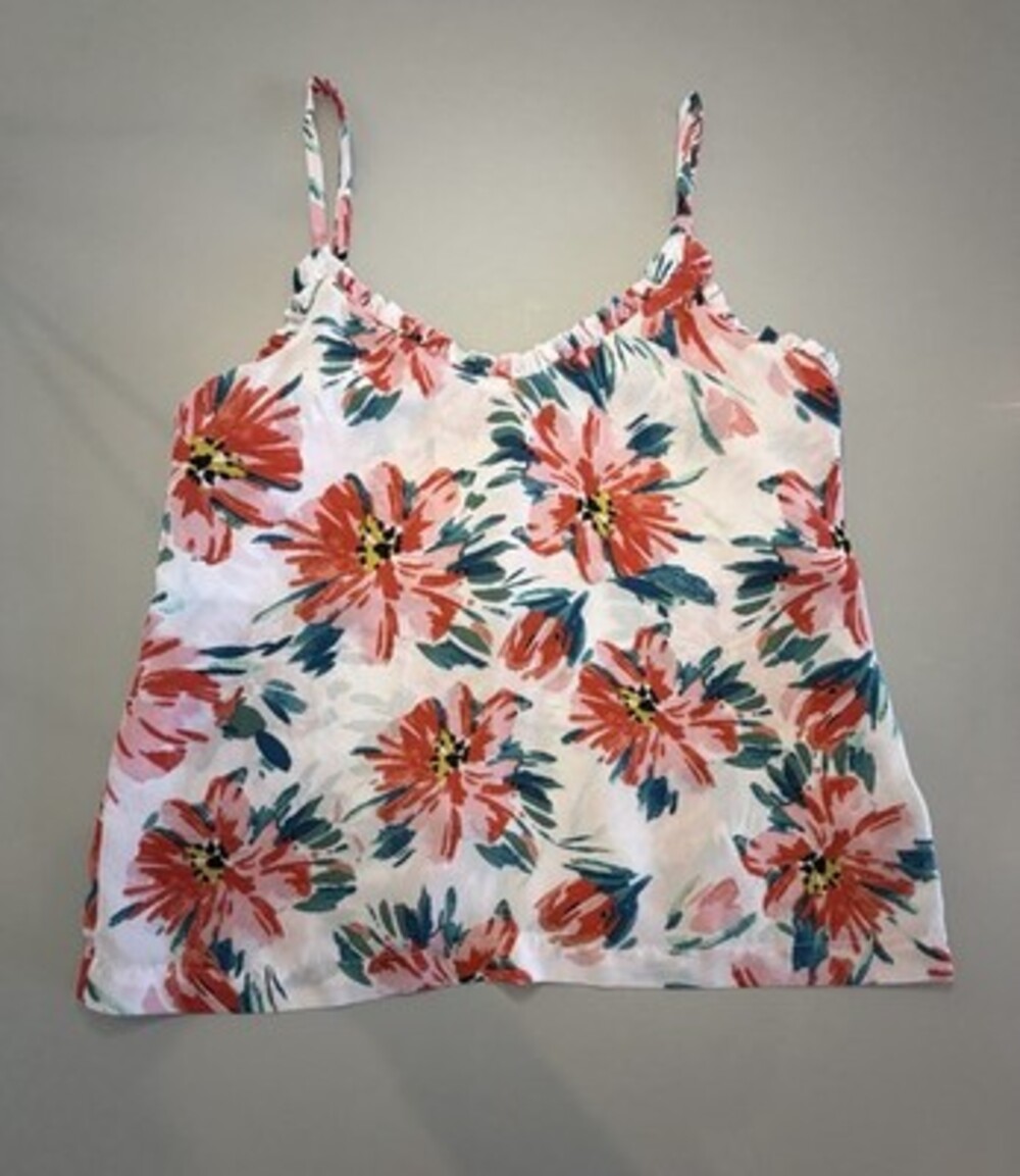 Women's B Collection By Bobeau Sleeveless Floral Blouse Ruffle Neck Size XS